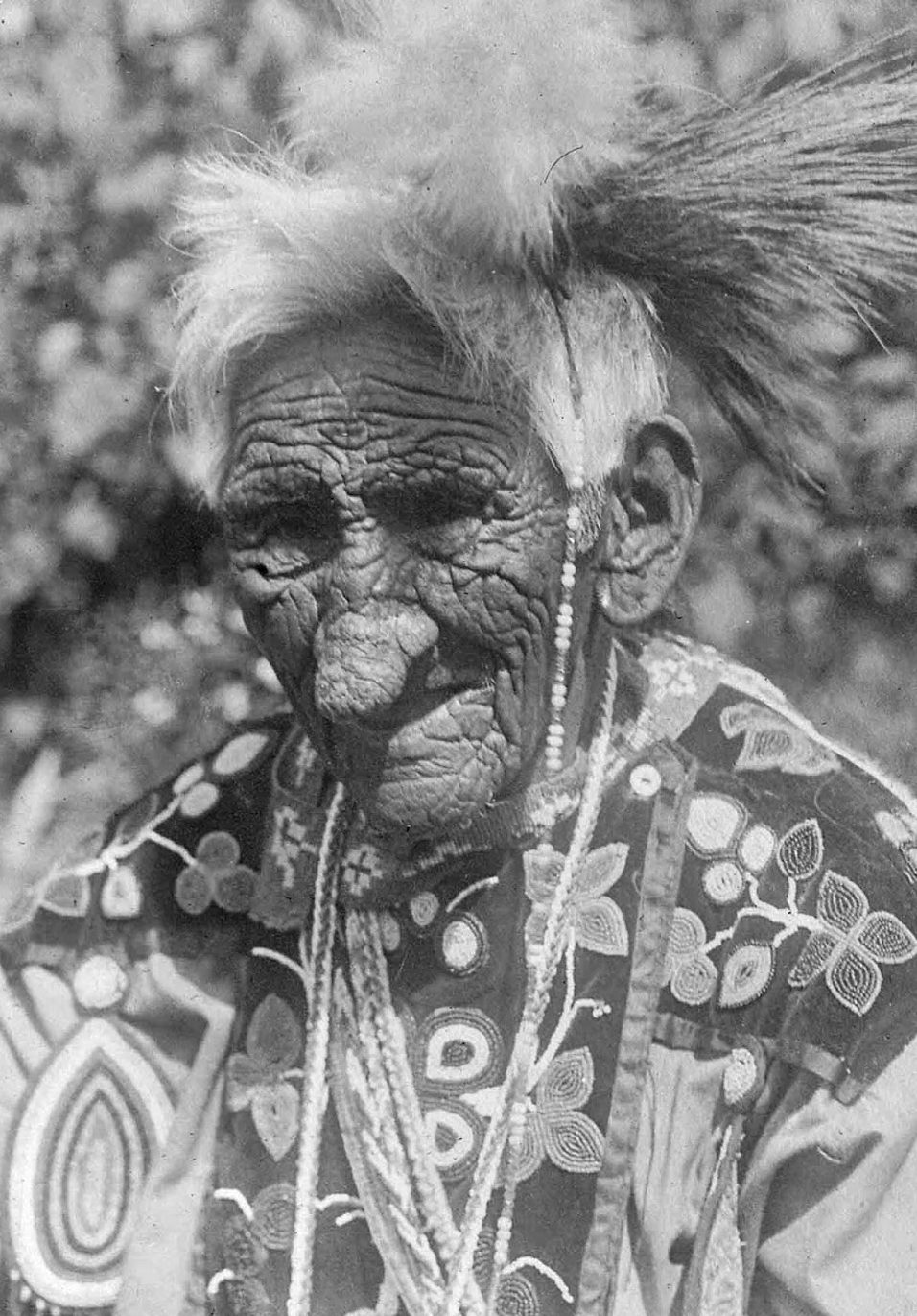 White Wolf Chief John Smith wearing traditional clothing at the age of 137