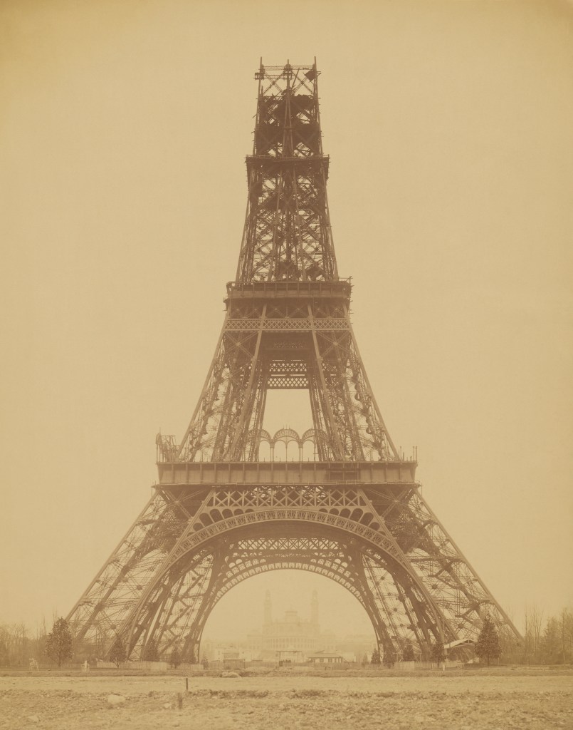 The metal Eiffel tower during its construction in Paris in 1888