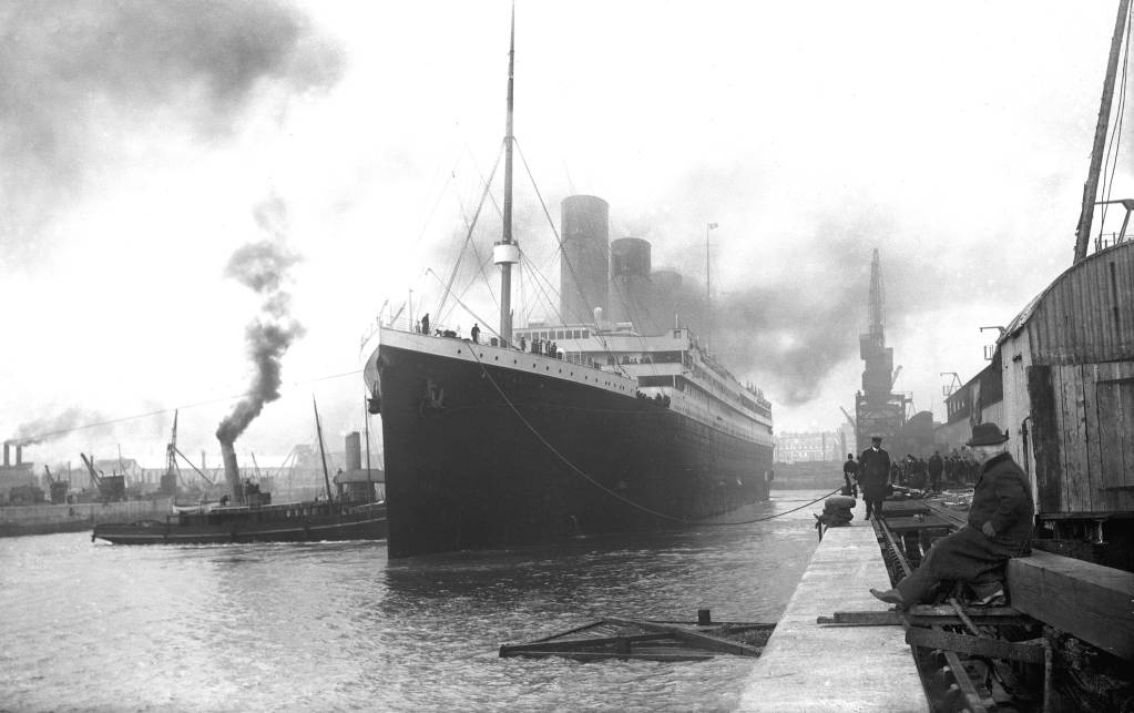 The RMS Titanic passenger liner in Southampton, England just before it left for its maiden voyage to New York City on April 10th, 1912. The Titanic sank after striking an iceberg in the early hours on the 15th of April in which an estimated 1,500 died of the 2,200 passengers and crew on board. 
