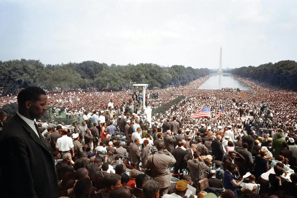 Colorization of Thousands of people at the March on Washington on the 28th August 1963.