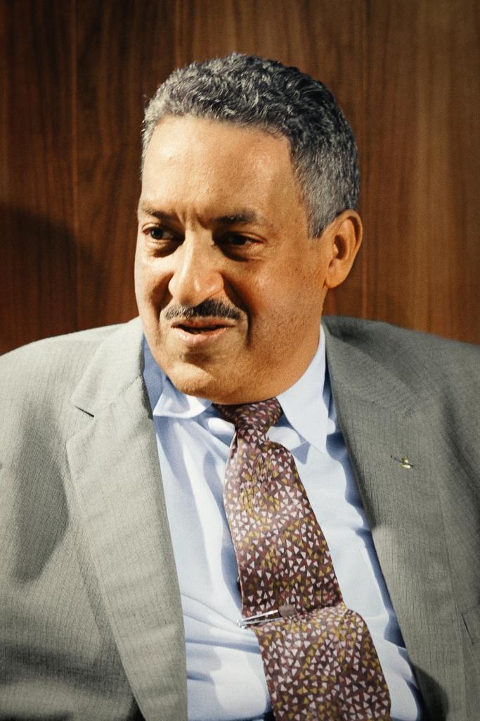 Color photograph of Thurgood Marshall during the Civil Rights Movement, 1957.