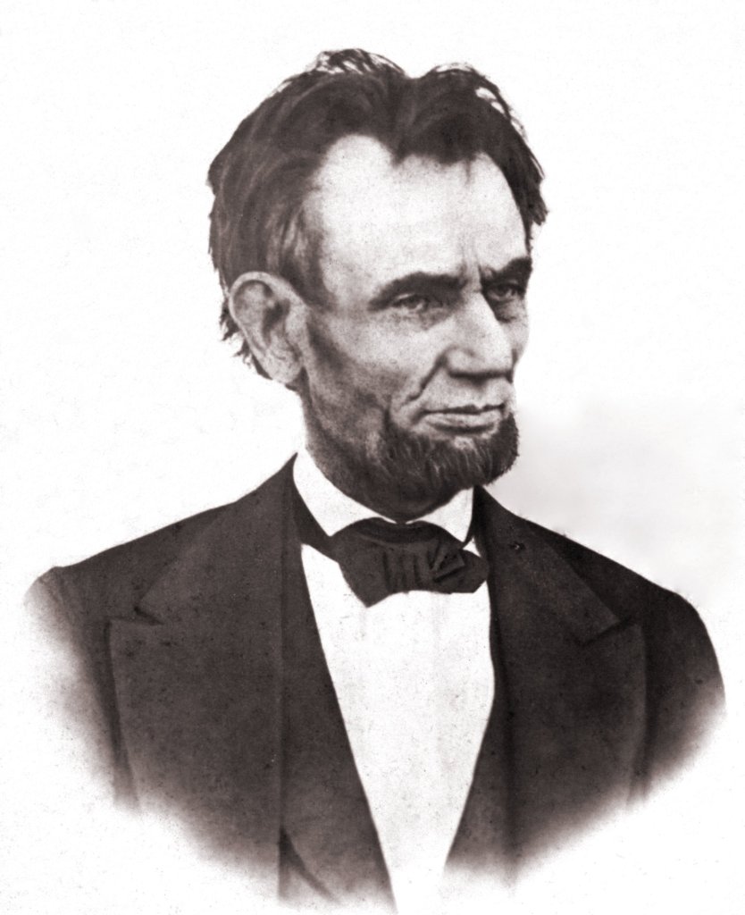 Black and White photograph of President Abraham Lincoln when he was 56 years old. The last photo of him alive.