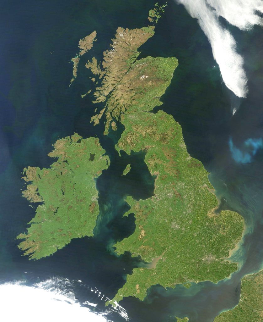Satellite photo of Great Britain