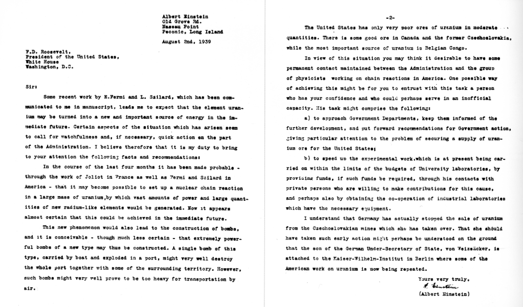 Einstein - Roosevelt Letter