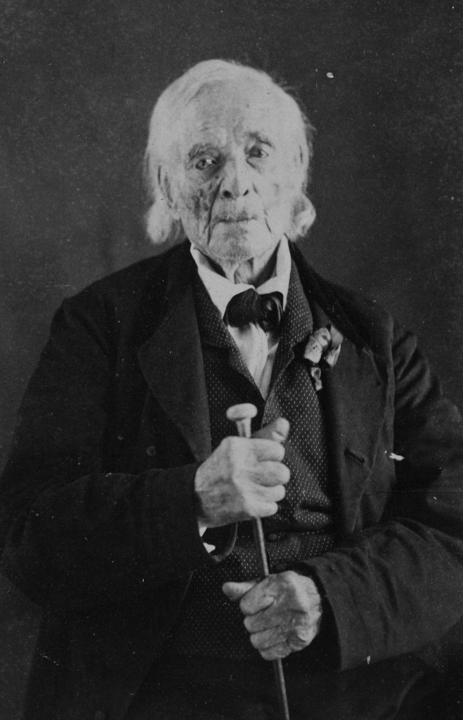 100-year-old William Hutchings, Revolutionary War veteran photographed in 1864.