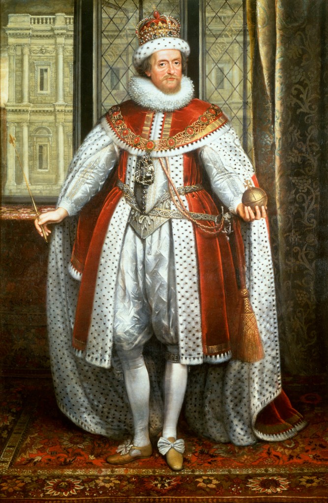 Portrait of James I of England in state robes (1566-1625)