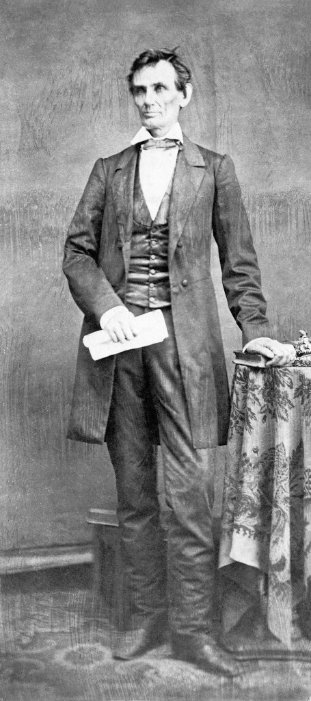 Abraham Lincoln photograph standing in a full length portrait in 1860