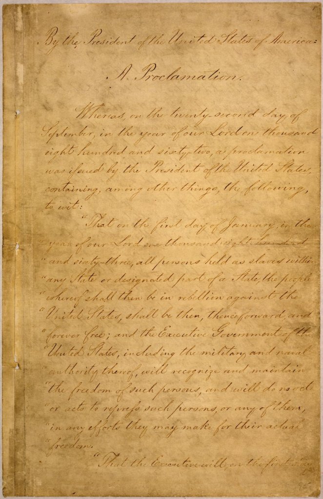 The Emancipation Proclamation original document.
