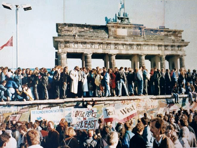 20th Century Fall of the Berlin Wall, 1989. The photo shows a part of a public photo documentation wall at the Brandenburg Gate, Berlin. The photo documentation is permanently placed in the public.