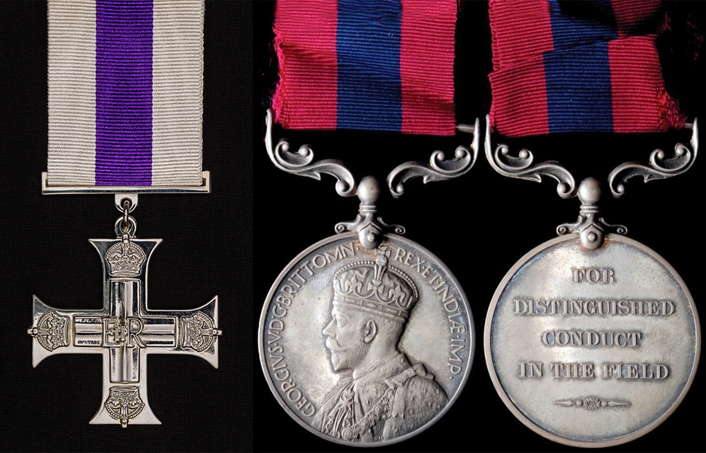 The Military Cross - United Kingdom and the Distinguished Conduct Medal, King George V version which would have been awarded to some of the Fray Bentos crew