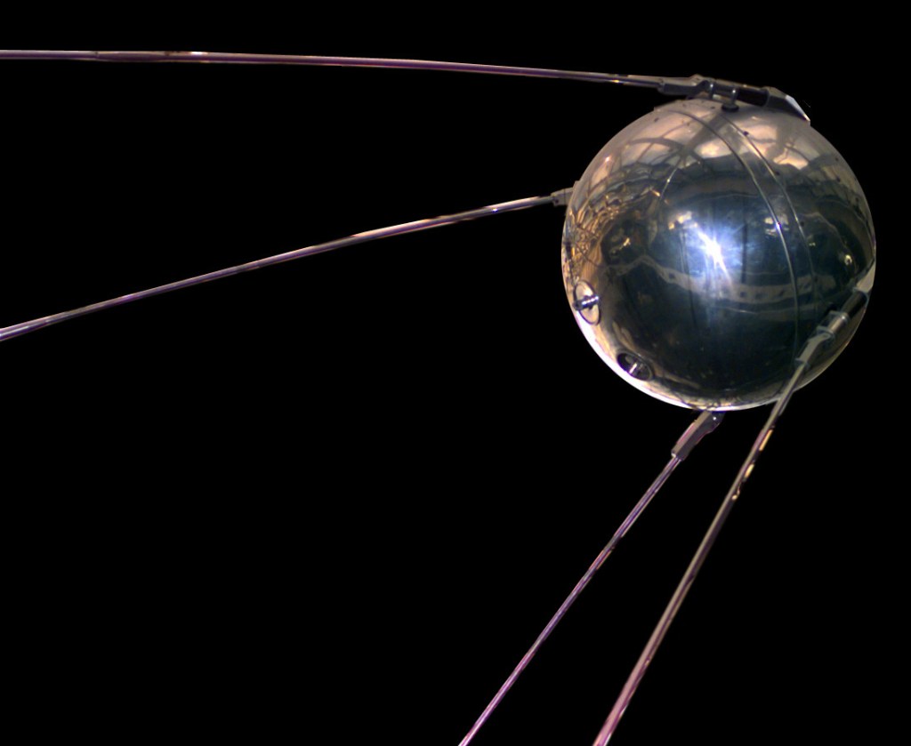 A replica of Sputnik 1, the first artificial satellite in the world to be put into outer space in the 1950s