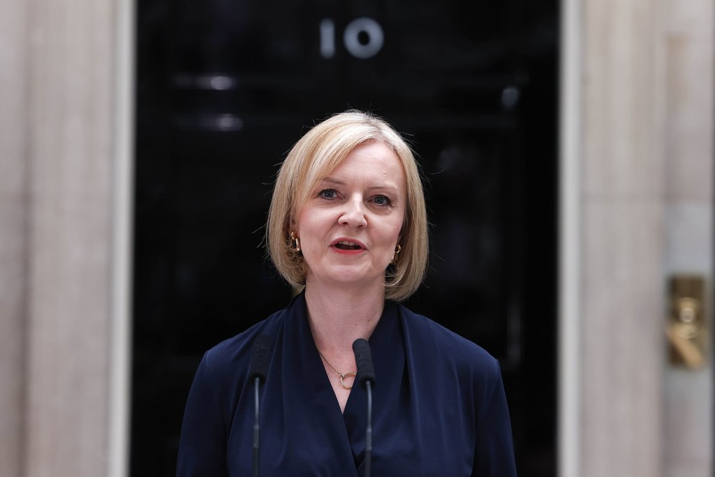 Shortest Serving Prime Minister of the United Kingdom, Liz Truss, outside 10 Downing Street.