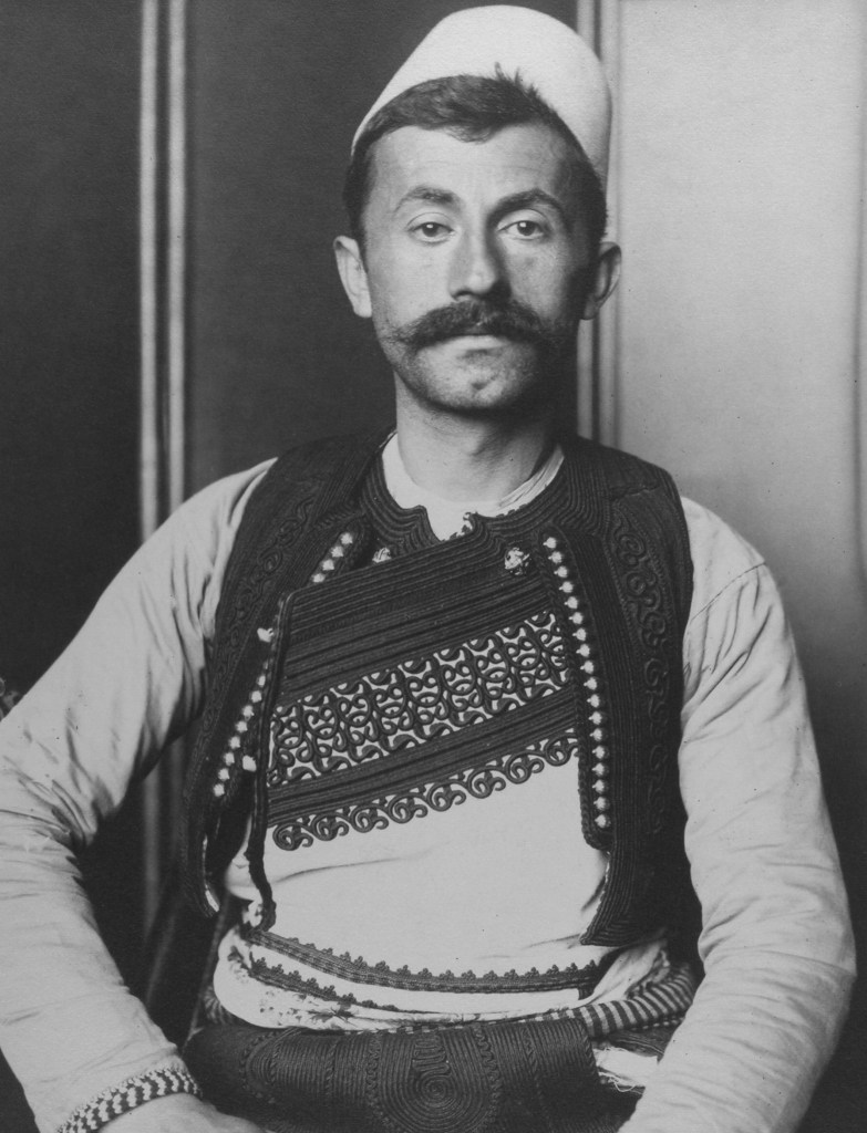 Portrait of an Albanian soldier taken at Ellis Island immigration station