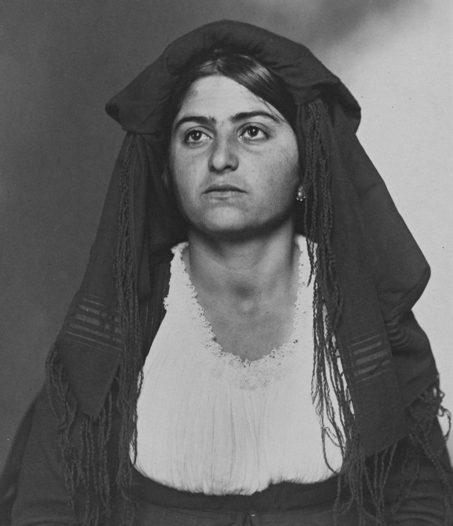An Italian woman photographed by Augustus F. Sherman during her time at Ellis Island immigration Station
