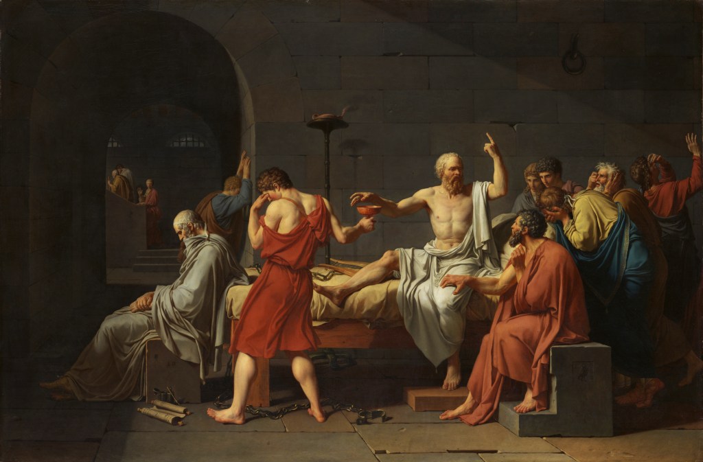 The Death of Socrates, by Jacques-Louis David, 1787.
