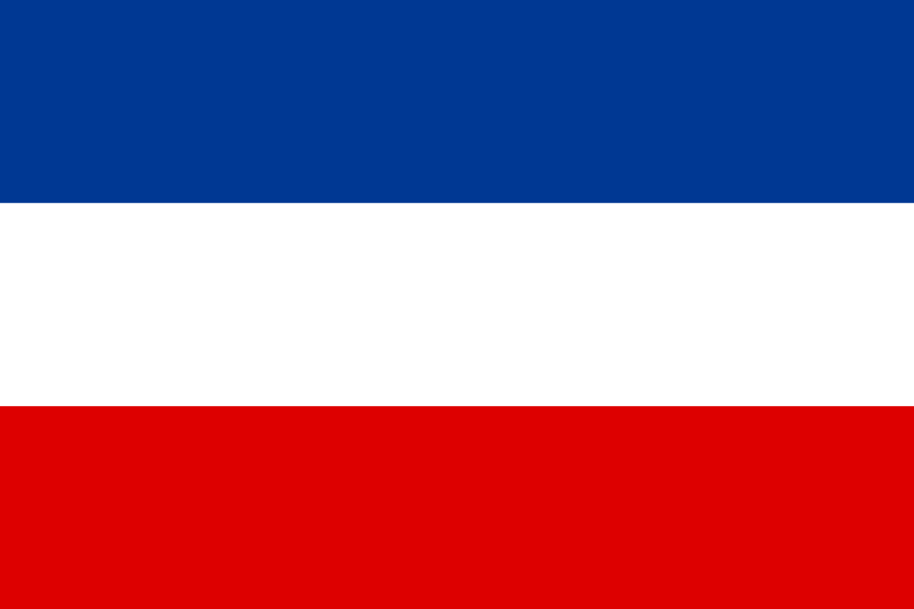National flag featuring a horizontal triband of blue, white and red.